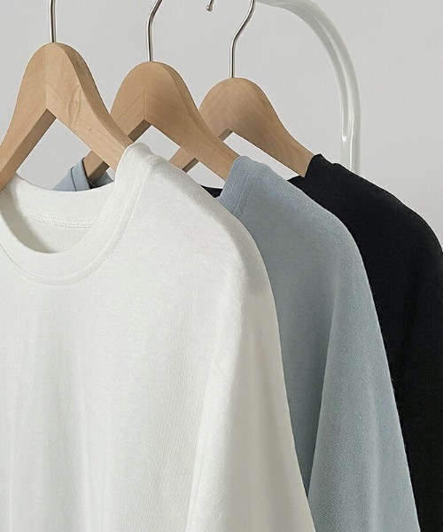COCOMOMO(ココモモ)の「コットン100% ラウンドヘムドロップショルダーTシャツ(Tシャツ/カットソー・レディース・ホワイト/ブラック/スカイブルー・L/M)」の6枚目の写真