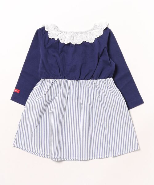 Moujonjon（ムージョンジョン）の「レース衿切替ワンピース（ワンピース・キッズ・ネイビー/ホワイト・90/100/110/120/130/80/140）」の17枚目の写真