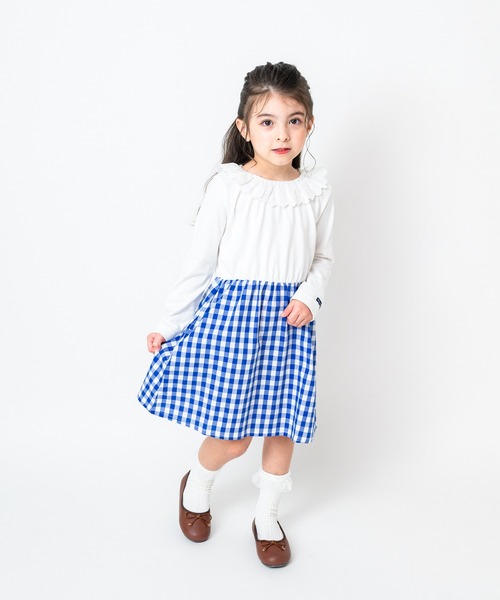 Moujonjon（ムージョンジョン）の「レース衿切替ワンピース（ワンピース・キッズ・ネイビー/ホワイト・90/100/110/120/130/80/140）」の13枚目の写真