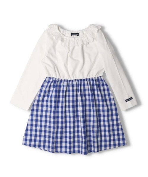 Moujonjon（ムージョンジョン）の「レース衿切替ワンピース（ワンピース・キッズ・ネイビー/ホワイト・90/100/110/120/130/80/140）」の10枚目の写真