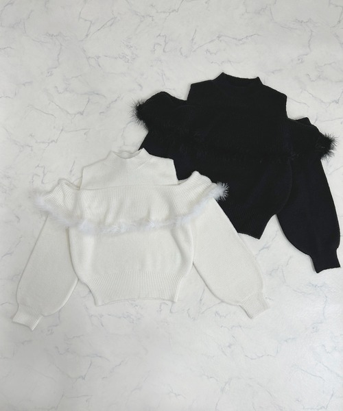 ANDGEEBEE（アンジービー）の「オープンショルダーニットトップス（ニット/セーター・レディース・ホワイト/ブラック・FREE）」の11枚目の写真