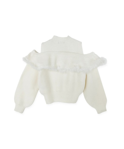 ANDGEEBEE（アンジービー）の「オープンショルダーニットトップス（ニット/セーター・レディース・ホワイト/ブラック・FREE）」の3枚目の写真