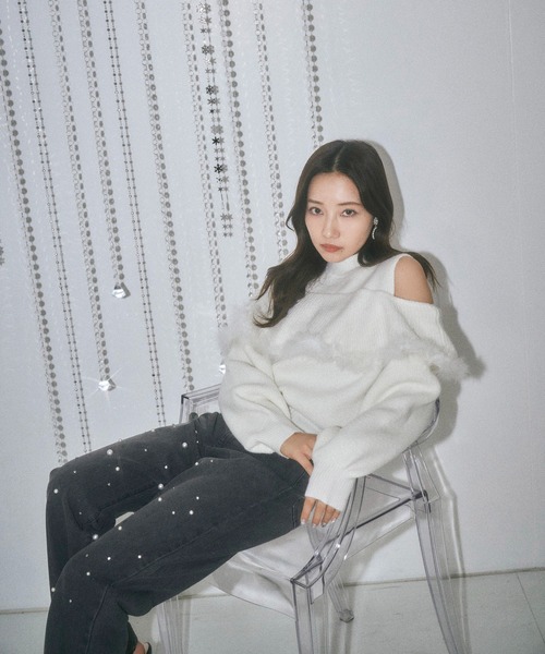 ANDGEEBEE（アンジービー）の「オープンショルダーニットトップス（ニット/セーター・レディース・ホワイト/ブラック・FREE）」の17枚目の写真