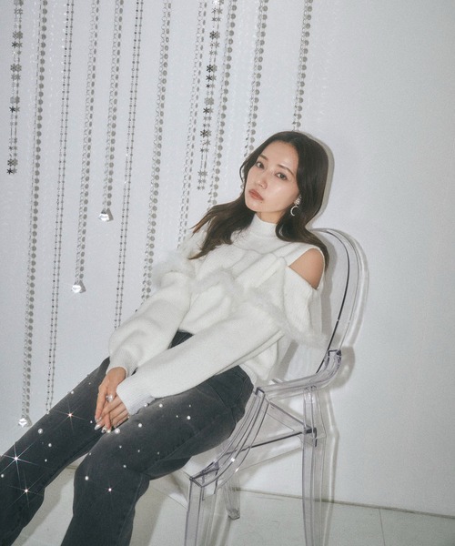 ANDGEEBEE（アンジービー）の「オープンショルダーニットトップス（ニット/セーター・レディース・ホワイト/ブラック・FREE）」の18枚目の写真