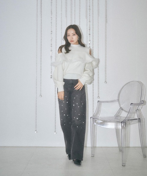 ANDGEEBEE（アンジービー）の「オープンショルダーニットトップス（ニット/セーター・レディース・ホワイト/ブラック・FREE）」の19枚目の写真