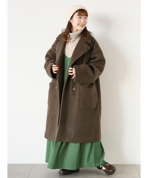 ehka sopo（エヘカソポ）の「ブークレーミドル丈チェスターコート（チェスターコート・レディース・キナリ/チャコールグレー/オリーブ・F）」の4枚目の写真