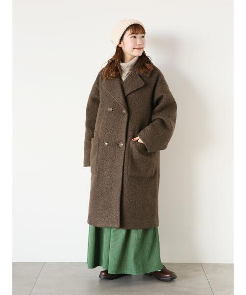 ehka sopo（エヘカソポ）の「ブークレーミドル丈チェスターコート（チェスターコート・レディース・キナリ/チャコールグレー/オリーブ・F）」の5枚目の写真
