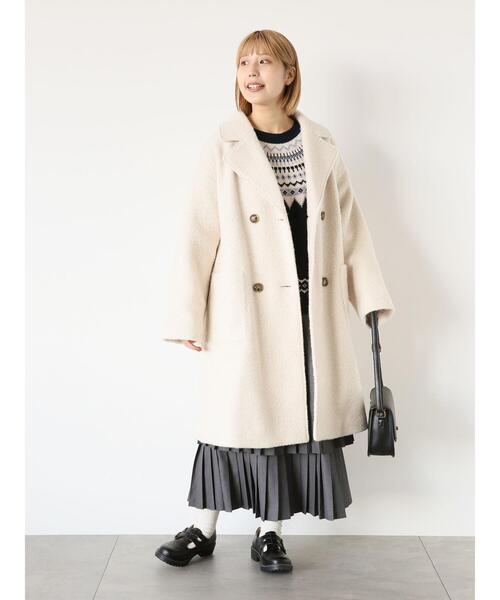 ehka sopo（エヘカソポ）の「ブークレーミドル丈チェスターコート（チェスターコート・レディース・キナリ/チャコールグレー/オリーブ・F）」の8枚目の写真