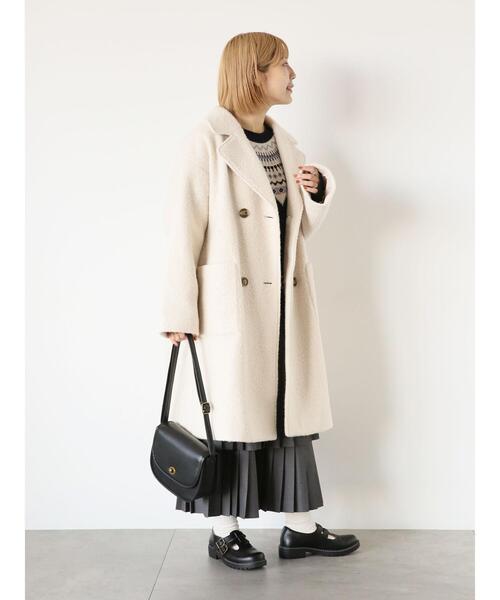 ehka sopo（エヘカソポ）の「ブークレーミドル丈チェスターコート（チェスターコート・レディース・キナリ/チャコールグレー/オリーブ・F）」の10枚目の写真