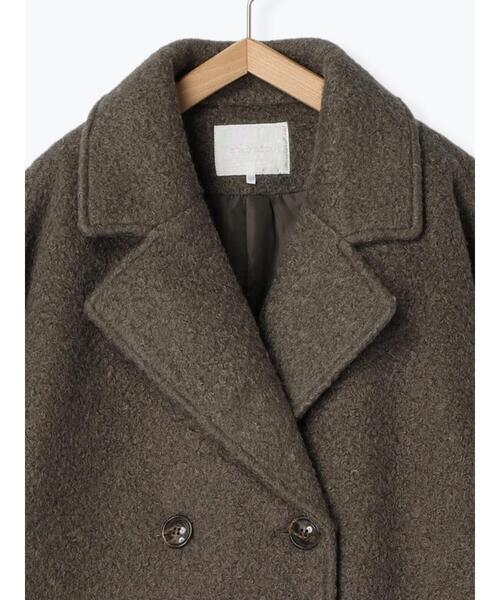ehka sopo（エヘカソポ）の「ブークレーミドル丈チェスターコート（チェスターコート・レディース・キナリ/チャコールグレー/オリーブ・F）」の19枚目の写真