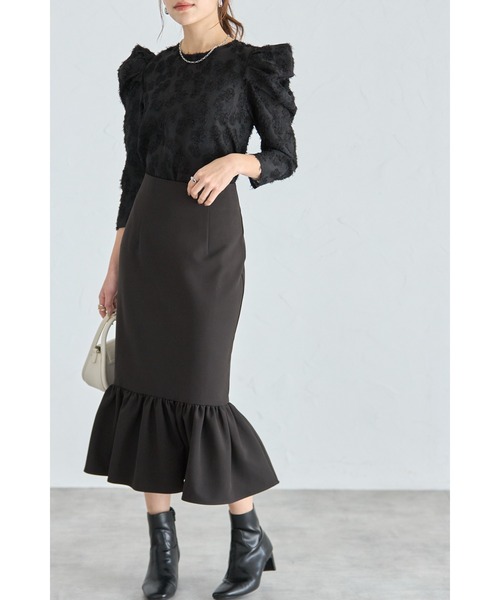 タイトスカート フリル ペプラム&袖パフスリーブ セール】ペプラムフリルタイトスカート（スカート）｜&. NOSTALGIA