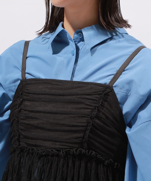 PAGEBOY（ページボーイ）の「シャーリングチュニキャミ（キャミソール・レディース・オフホワイト/チャコールグレー/ブラック・FREE）」の17枚目の写真