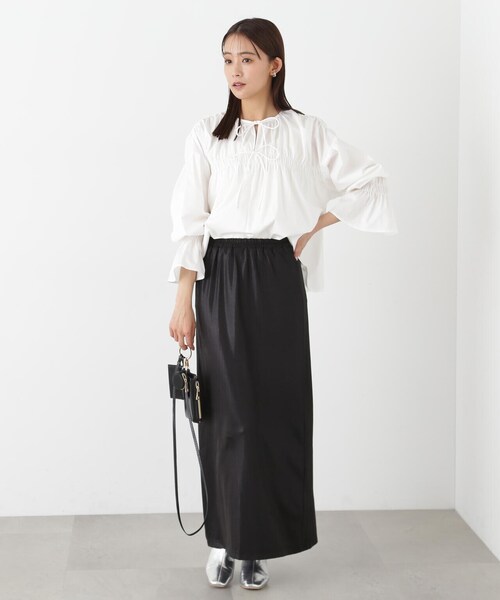 N.（N. Natural Beauty Basic）（エヌエヌナチュラルビューティーベーシック）の「◆ダブルリボンシャーリングギャザーブラウス（シャツ/ブラウス・レディース・ピンク/ブルー/オフホワイト・MEDIUM）」の9枚目の写真