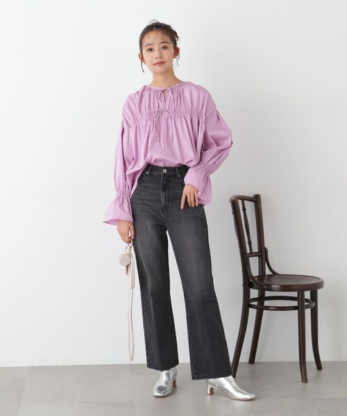 N.（N. Natural Beauty Basic）（エヌエヌナチュラルビューティーベーシック）の「◆ダブルリボンシャーリングギャザーブラウス（シャツ/ブラウス・レディース・ピンク/ブルー/オフホワイト・MEDIUM）」の16枚目の写真