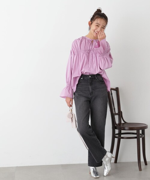 N.（N. Natural Beauty Basic）（エヌエヌナチュラルビューティーベーシック）の「◆ダブルリボンシャーリングギャザーブラウス（シャツ/ブラウス・レディース・ピンク/ブルー/オフホワイト・MEDIUM）」の17枚目の写真