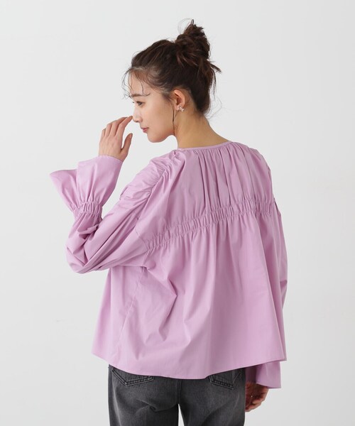 N.（N. Natural Beauty Basic）（エヌエヌナチュラルビューティーベーシック）の「◆ダブルリボンシャーリングギャザーブラウス（シャツ/ブラウス・レディース・ピンク/ブルー/オフホワイト・MEDIUM）」の21枚目の写真