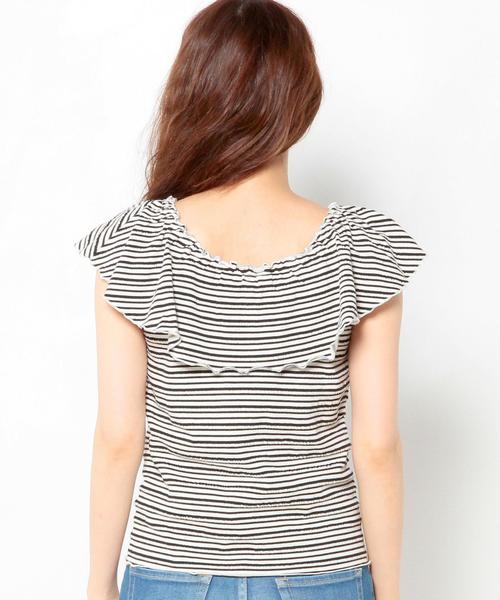 Another Edition（アナザーエディション）の「シャーリングテレコノースリーブ/AEBC　シャーリングテレコNSL◆（Tシャツ/カットソー・レディース・オフホワイト/ブラック/ワインレッド・フリー）」の4枚目の写真