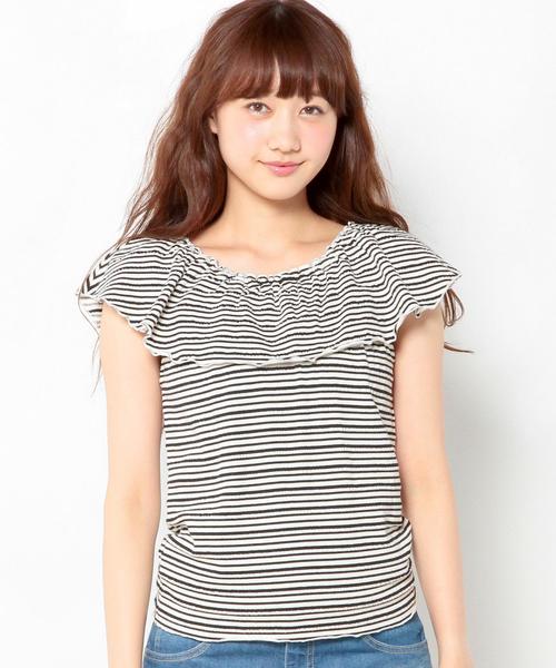 Another Edition（アナザーエディション）の「シャーリングテレコノースリーブ/AEBC　シャーリングテレコNSL◆（Tシャツ/カットソー・レディース・オフホワイト/ブラック/ワインレッド・フリー）」の5枚目の写真