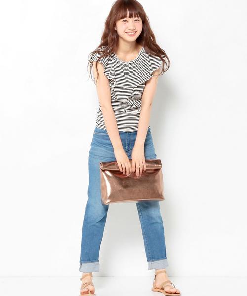 Another Edition（アナザーエディション）の「シャーリングテレコノースリーブ/AEBC　シャーリングテレコNSL◆（Tシャツ/カットソー・レディース・オフホワイト/ブラック/ワインレッド・フリー）」の7枚目の写真