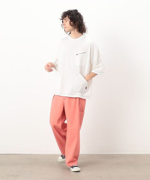 Purple&Yellow（パープルアンドイエロー）の「３ポケット ５分袖プルオーバー（Tシャツ/カットソー・メンズ・マスタード/ホワイト/ブラック・MEDIUM/LARGE/SMALL）」の4枚目の写真