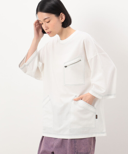 Purple&Yellow（パープルアンドイエロー）の「３ポケット ５分袖プルオーバー（Tシャツ/カットソー・メンズ・マスタード/ホワイト/ブラック・MEDIUM/LARGE/SMALL）」の8枚目の写真