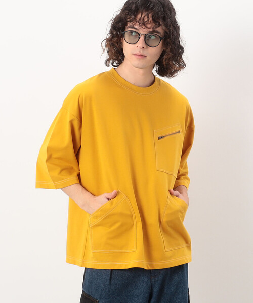 Purple&Yellow（パープルアンドイエロー）の「３ポケット ５分袖プルオーバー（Tシャツ/カットソー・メンズ・マスタード/ホワイト/ブラック・MEDIUM/LARGE/SMALL）」の17枚目の写真