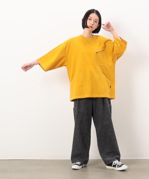 Purple&Yellow（パープルアンドイエロー）の「３ポケット ５分袖プルオーバー（Tシャツ/カットソー・メンズ・マスタード/ホワイト/ブラック・MEDIUM/LARGE/SMALL）」の18枚目の写真