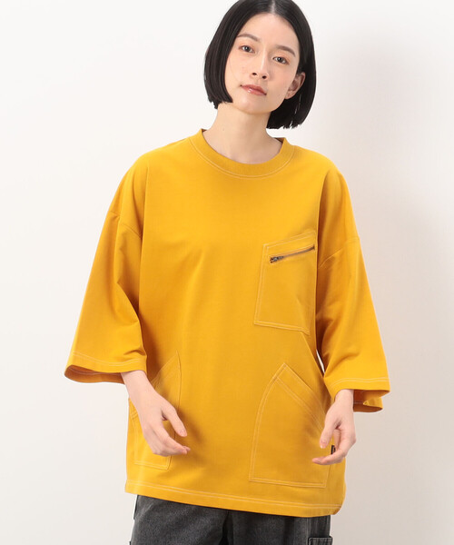 Purple&Yellow（パープルアンドイエロー）の「３ポケット ５分袖プルオーバー（Tシャツ/カットソー・メンズ・マスタード/ホワイト/ブラック・MEDIUM/LARGE/SMALL）」の19枚目の写真