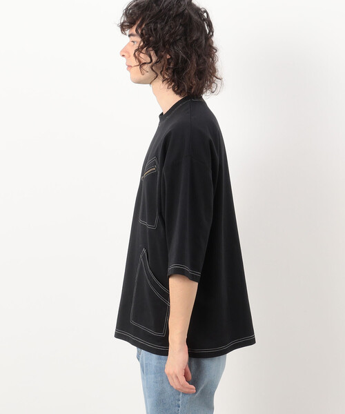 Purple&Yellow（パープルアンドイエロー）の「３ポケット ５分袖プルオーバー（Tシャツ/カットソー・メンズ・マスタード/ホワイト/ブラック・MEDIUM/LARGE/SMALL）」の21枚目の写真