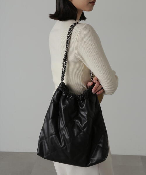 FREE'S MART（フリーズマート）の「◆キルティングA4トート（トートバッグ・レディース・ホワイト/ブラック・ﾌﾘ-）」の9枚目の写真