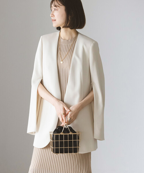 【未使用タグ付】スリーブスリットケープジャケット スリーブスリットケープジャケット（ノーカラージャケット