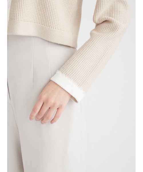 CELFORD（セルフォード）の「ツイード風フリンジデザインカーディガン（ニット/セーター・レディース・ピンクベージュ/ダークネイビー/オフホワイト・FREE）」の8枚目の写真