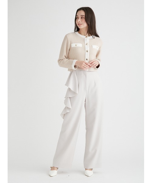 CELFORD（セルフォード）の「ツイード風フリンジデザインカーディガン（ニット/セーター・レディース・ピンクベージュ/ダークネイビー/オフホワイト・FREE）」の13枚目の写真