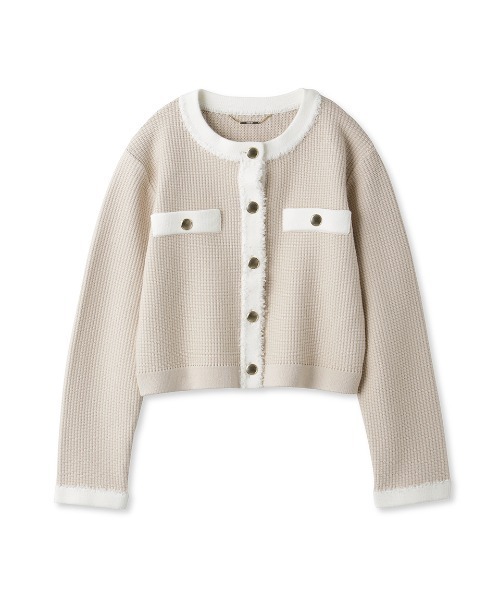 CELFORD（セルフォード）の「ツイード風フリンジデザインカーディガン（ニット/セーター・レディース・ピンクベージュ/ダークネイビー/オフホワイト・FREE）」の15枚目の写真