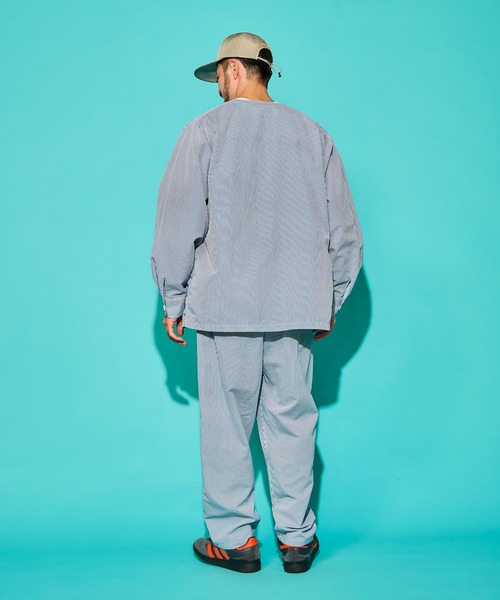 BURLAP OUTFITTER(バーラップアウトフィッター)の「PEN JACKET LW PRINTED / ペンジャケット ライトウェイト プリンテッド(ノーカラージャケット・メンズ・ブルー/チャコールグレー・MEDIUM/LARGE/X-LARGE/SMALL)」の16枚目の写真