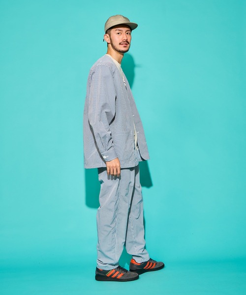 BURLAP OUTFITTER(バーラップアウトフィッター)の「PEN JACKET LW PRINTED / ペンジャケット ライトウェイト プリンテッド(ノーカラージャケット・メンズ・ブルー/チャコールグレー・MEDIUM/LARGE/X-LARGE/SMALL)」の15枚目の写真