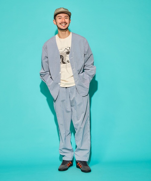 BURLAP OUTFITTER(バーラップアウトフィッター)の「PEN JACKET LW PRINTED / ペンジャケット ライトウェイト プリンテッド(ノーカラージャケット・メンズ・ブルー/チャコールグレー・MEDIUM/LARGE/X-LARGE/SMALL)」の14枚目の写真