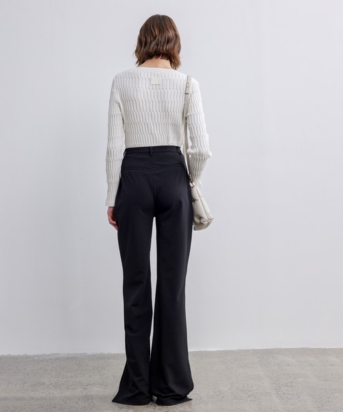 【美品】KAIKO スラックス 黒 サイズ2 フレアシルエット スリット ROOP TOKYO スラックス 「ROOPTOKYO別注」美シルエット TR