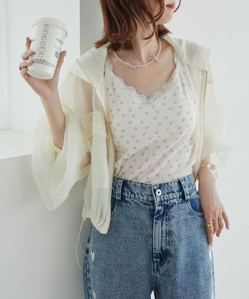 MAJESTIC LEGON（マジェスティックレゴン）の「シアーフードブルゾン（ブルゾン・レディース・アイボリー/ピンク/ブラック/グレー・MEDIUM）」の22枚目の写真