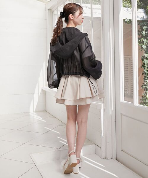 MAJESTIC LEGON（マジェスティックレゴン）の「シアーフードブルゾン（ブルゾン・レディース・アイボリー/ピンク/ブラック/グレー・MEDIUM）」の11枚目の写真