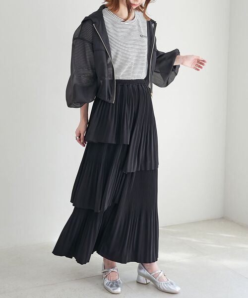 MAJESTIC LEGON（マジェスティックレゴン）の「シアーフードブルゾン（ブルゾン・レディース・アイボリー/ピンク/ブラック/グレー・MEDIUM）」の6枚目の写真