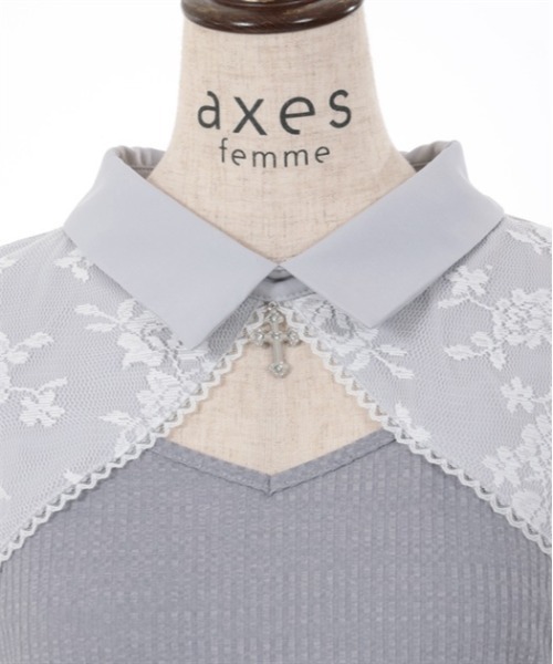 axes femme（アクシーズファム）の「クロスチャーム付トップス（Tシャツ/カットソー・レディース・ホワイト/サックスブルー/ブラック・FREE）」の20枚目の写真
