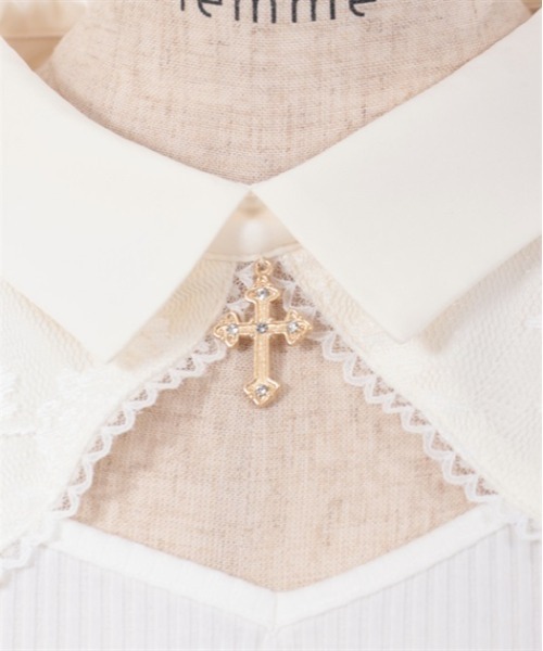 axes femme（アクシーズファム）の「クロスチャーム付トップス（Tシャツ/カットソー・レディース・ホワイト/サックスブルー/ブラック・FREE）」の17枚目の写真