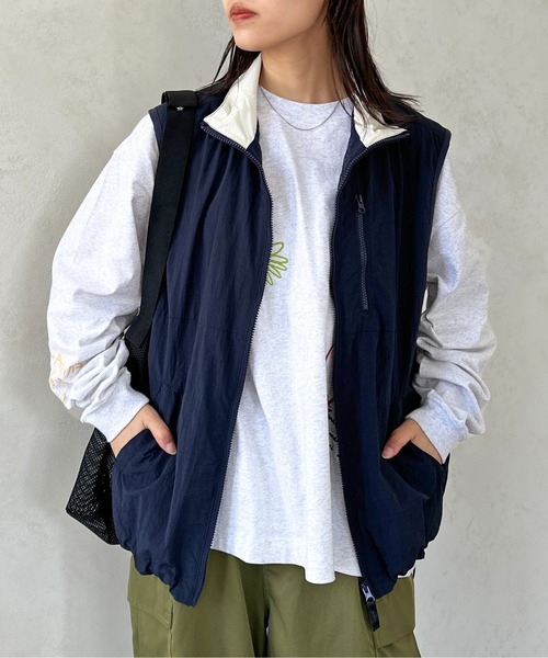 CPCM（シーピーシーエム）の「ナイロン配色スタンドベスト（ベスト・メンズ・グレー/グリーン/ネイビー/ブラック・LARGE/MEDIUM）」の6枚目の写真