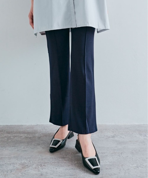 スラックス レディース ブーツカットパンツ スーツパンツ 着痩せ