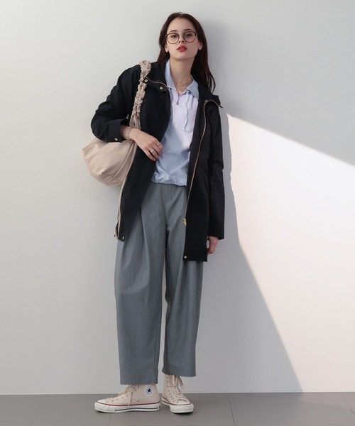 saloon（サルーン）の「SALOON(サルーン)/ 《新色登場》 T/Rライトツイルパンツ【手洗い可】（スラックス・レディース・グレー/ブラック/ライトブルー・FREE）」の5枚目の写真