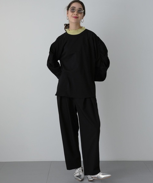 saloon（サルーン）の「SALOON(サルーン)/ 《新色登場》 T/Rライトツイルパンツ【手洗い可】（スラックス・レディース・グレー/ブラック/ライトブルー・FREE）」の9枚目の写真