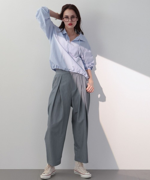 saloon（サルーン）の「SALOON(サルーン)/ 《新色登場》 T/Rライトツイルパンツ【手洗い可】（スラックス・レディース・グレー/ブラック/ライトブルー・FREE）」の22枚目の写真
