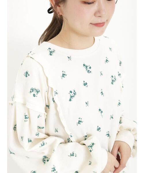 Samansa Mos2（サマンサ モスモス）の「【リサイクルコットン】メロー切替柄アソートトップス（Tシャツ/カットソー・レディース・ブルー/ブラック/グリーン/モカ・F）」の3枚目の写真