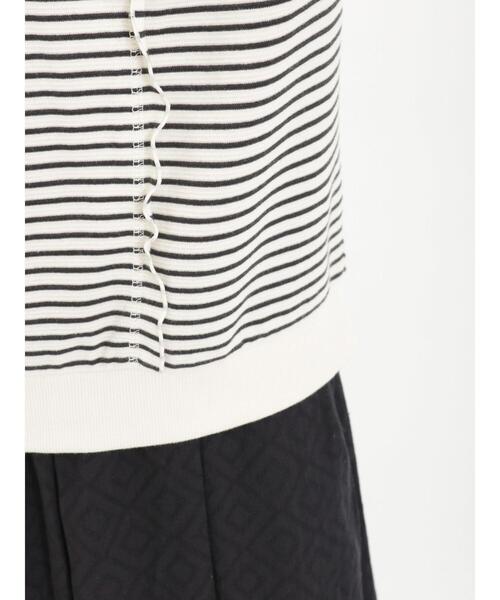 Samansa Mos2（サマンサ モスモス）の「【リサイクルコットン】メロー切替柄アソートトップス（Tシャツ/カットソー・レディース・ブルー/ブラック/グリーン/モカ・F）」の15枚目の写真